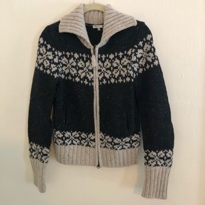 Vince zip-up fare isle sweater